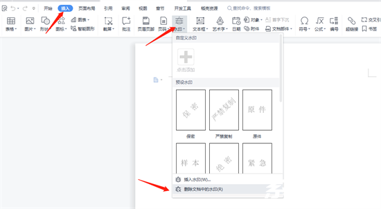 Word界面删除水印示意图