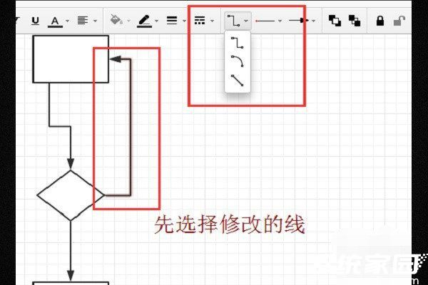 Processon线段选择状态示意图