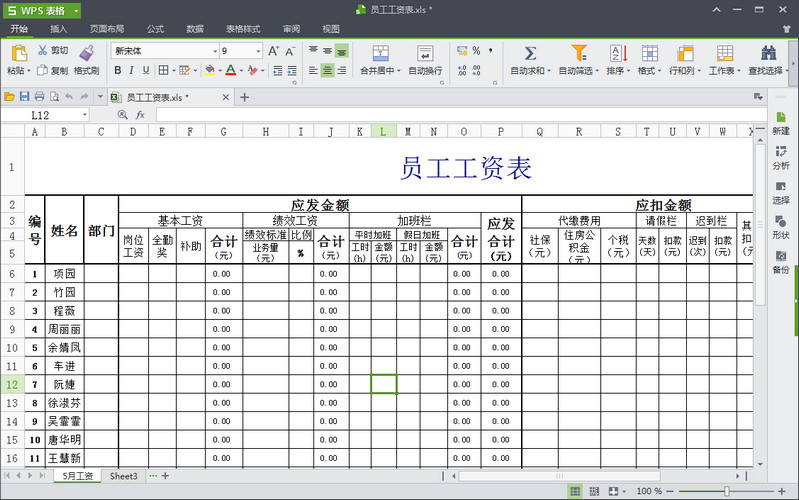 薪资表模板应用场景